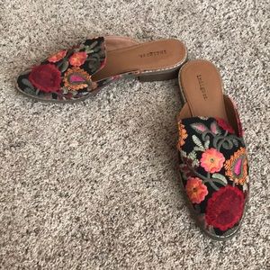 EUC Indigo rd. slip-on mules